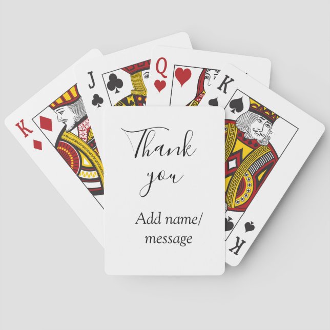 Jeu De Cartes Merci ajoutez un nom message simple calligraphie é (dos)
