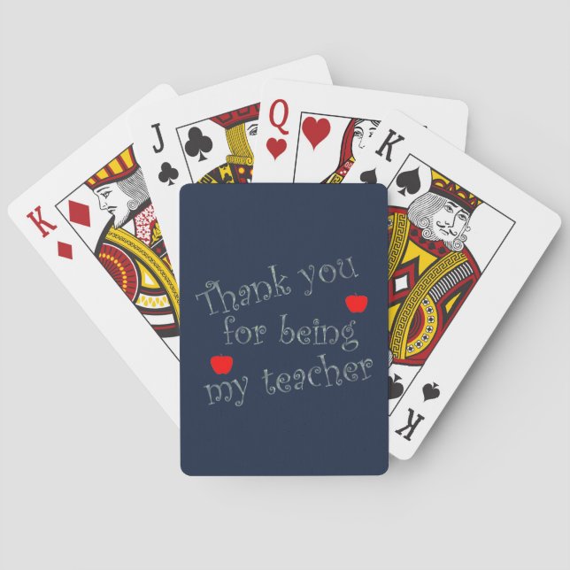 Jeu De Cartes Merci Enseignant Rouge Pomme Classe Appréciation (dos)
