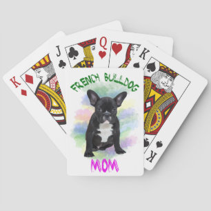 Jeu De Cartes Mère Bouledogue Français Peinture à l'huile Aquare
