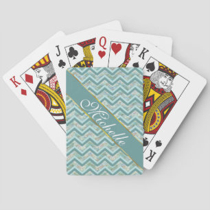 Jeu De Cartes Mère de Pearl Turquoise ZigZag