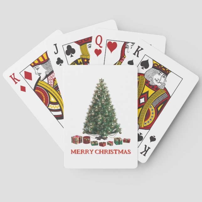 Jeu De Cartes Merry Christmas. Tree (design 1) with gifts (dos)