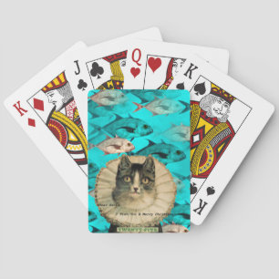 Jeu De Cartes Merry Fishmas, Humour de Noël de chat Vintage