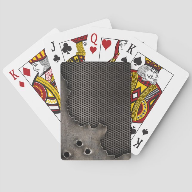 Jeu De Cartes Métal avec l'arrière - plan de trous de balle (dos)