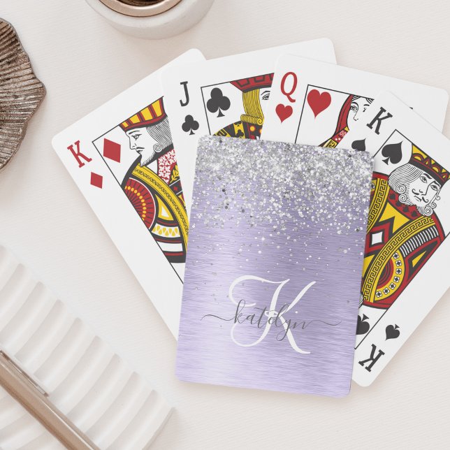 Jeu De Cartes Métal brossé violet Parties scintillant d'argent N (Créateur téléchargé)