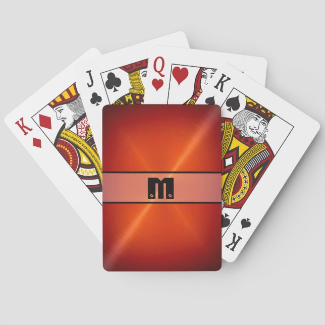 Jeu De Cartes Métal en acier inoxydable brillant rouge 3 (dos)