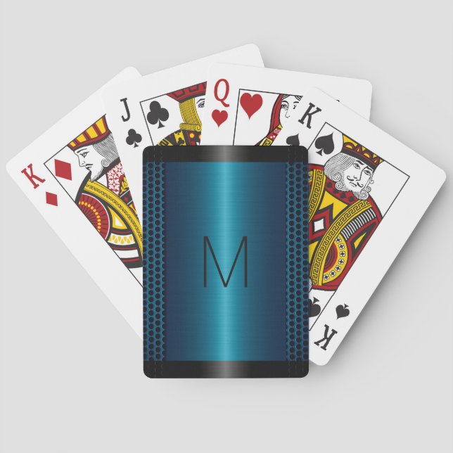 Jeu De Cartes Metallic Blue Stainless Steel Metal Look (dos)