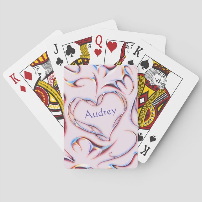 Jeu De Cartes Métallique futuriste rose mignon Coeur coloré (dos)