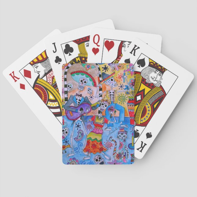 Jeu De Cartes MEXICAINE FIESTA Mariachi Cats Calavera (dos)