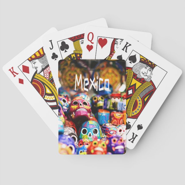 Jeu De Cartes Mexique Crânes colorés brillants (dos)