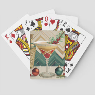 Jeu De Cartes Mi-Siècle Cocktail de Noël Fête Happy Hour