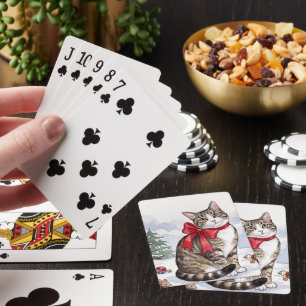Jeu De Cartes Mia le chat festif avec décoration de fêtes
