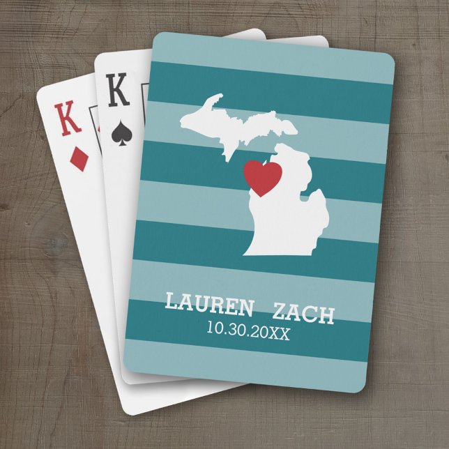 Jeu De Cartes Michigan Home State City Map - Mariage personnalis (Custom Michigan Playing Cards)