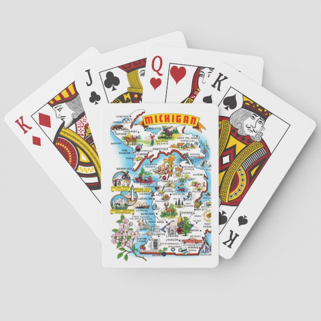Jeu De Cartes Michigan Postcard Map Playing Cards (dos)