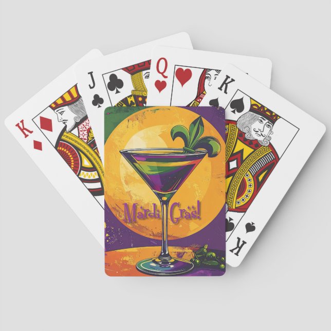 Jeu De Cartes Mid Century Mardi Gras Sunset Fleur De Lis Martini (dos)
