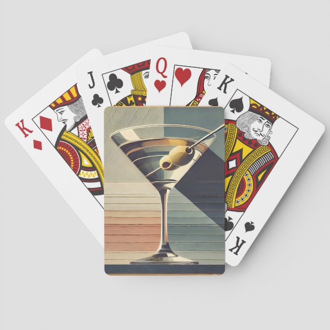 Jeu De Cartes Mid Century Moderne 2 Olive Martini Cocktail Heure (dos)