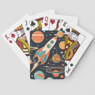 Jeu De Cartes Mid Century Moderne Rocket et Planètes