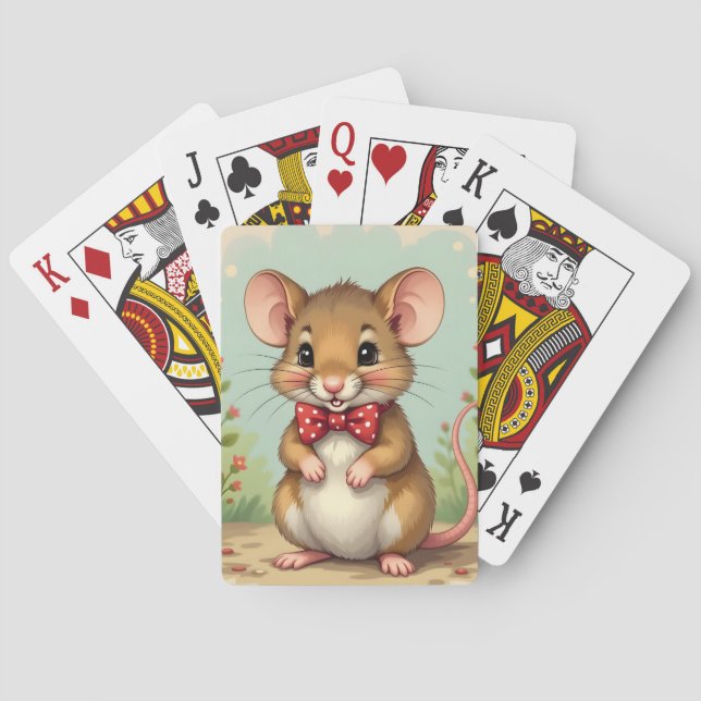 Jeu De Cartes Mignon adorable petite souris avec cravate (dos)