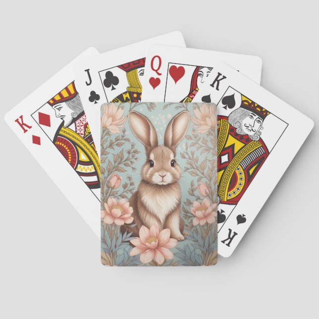 Jeu De Cartes Mignon bébé lapin floral pastel  (dos)