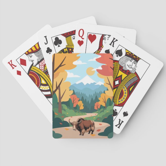 Jeu De Cartes Mignon et adorable yack marron (dos)