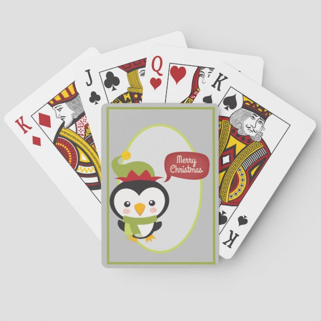 Jeu De Cartes Mignon manchot elfe de Noël (dos)