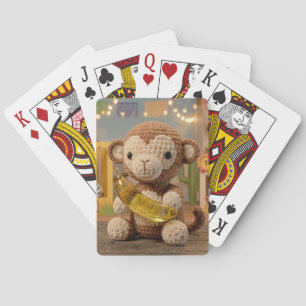 Jeu De Cartes Mignon singe au crochet tenant une banane au zoo