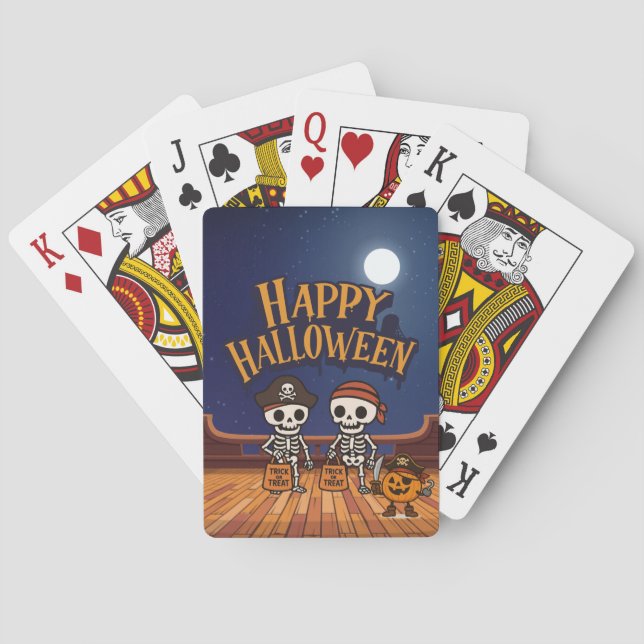 Jeu De Cartes mignon, squelettes et citrouille Halloween (dos)