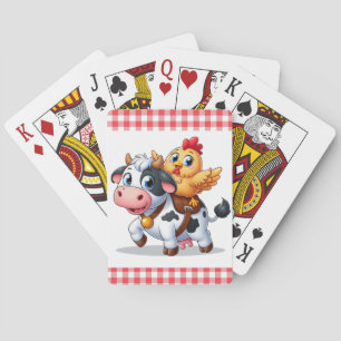 Jeu De Cartes mignon vache/poulet caricature