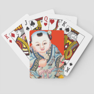 Jeu De Cartes Mignonne Chinois rire bon bouddha de chance sur ro