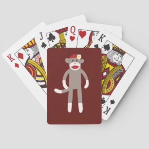 Jeu De Cartes Mignonne fille Sock Singe sur rouge