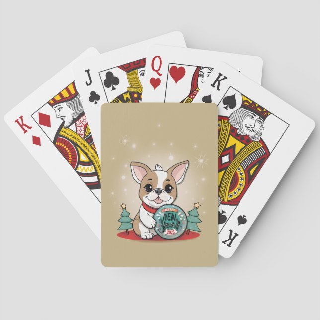 Jeu De Cartes Mignonne French Bulldog Drôle Bonne année (dos)