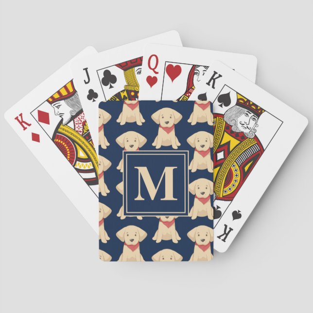 Jeu De Cartes Mignonne Golden Retriever Chipies Marine Blue Mono (dos)