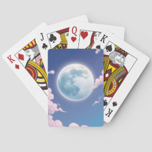 Jeu De Cartes Mignonne illustration lunaire dans le ciel nocturn