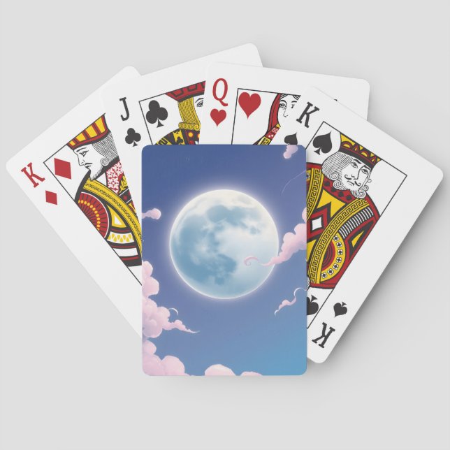 Jeu De Cartes Mignonne illustration lunaire dans le ciel nocturn (dos)