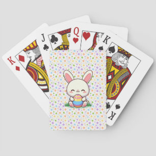 Jeu De Cartes Mignonne lapin de printemps/Pâques avec oeuf