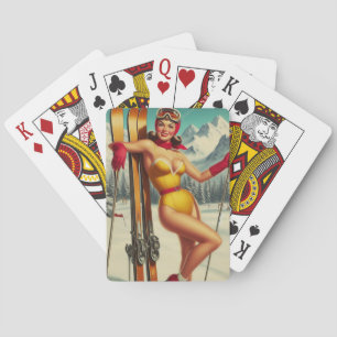 Jeu De Cartes Mignonne Pin De Ski Vintage