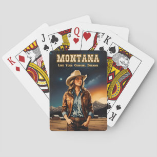 Jeu De Cartes Mignonne Retro Style nuit Ciel Montana Cowgirl