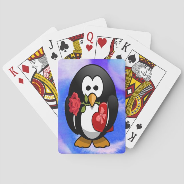 Jeu De Cartes Mignonne Saint Valentin Pingouin Drôle Drôle Carto (dos)