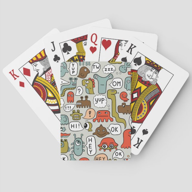 Jeu De Cartes Mignons monstres de dessin : Arrière - plan sans c (dos)