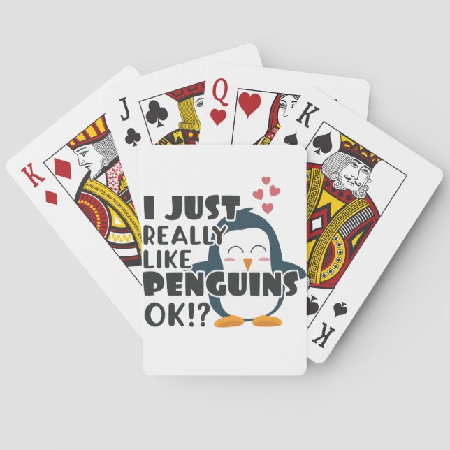 Jeu De Cartes Mignons Penguins J'Aime Vraiment Les Pingouins D'A (dos)