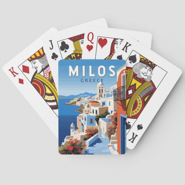 Jeu De Cartes Milos Grèce Travel Art Vintage (dos)