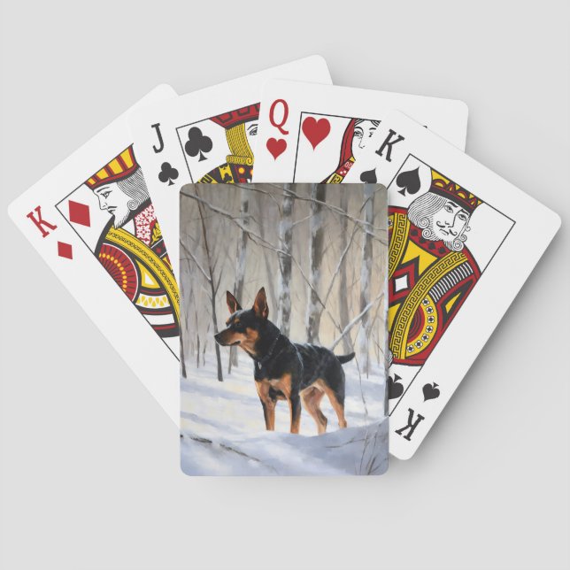 Jeu De Cartes Mince Pinscher Laisser Neige Noël (dos)