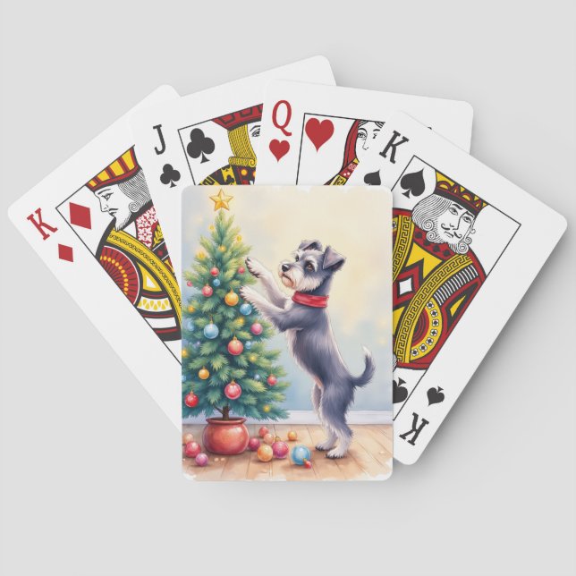 Jeu De Cartes Miniature Schnauzer Decorating Christmas Tree Dog  (dos)