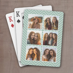Jeu De Cartes Mint Chevron Motif avec Collage photo 6 tendance