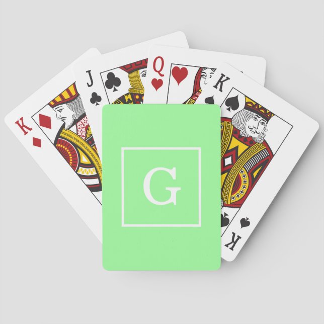 Jeu De Cartes Mint Green White Framed Initial (dos)