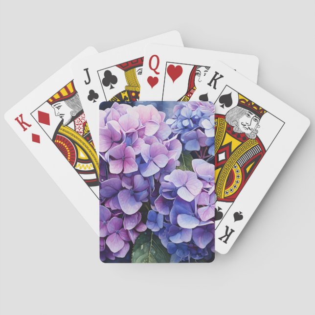 Jeu De Cartes Minuit Jardin Violet Hydrangea Aquarelle (dos)