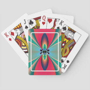 Jeu De Cartes Miroir de symétrie abstrait en corail sarcelle Art
