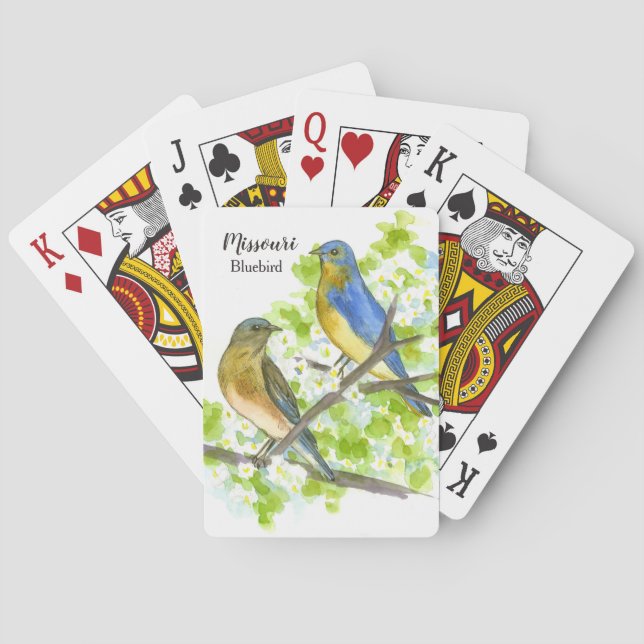 Jeu De Cartes Missouri Souvenir Jeu Bluebirds Hawthorn Tree (dos)