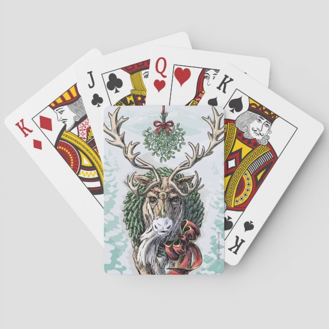 Jeu De Cartes "Mistletoe" Noël Art Reindeer (dos)