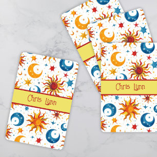 Jeu De Cartes Mod Abstrait Soleil Lune et Étoiles Coloré 