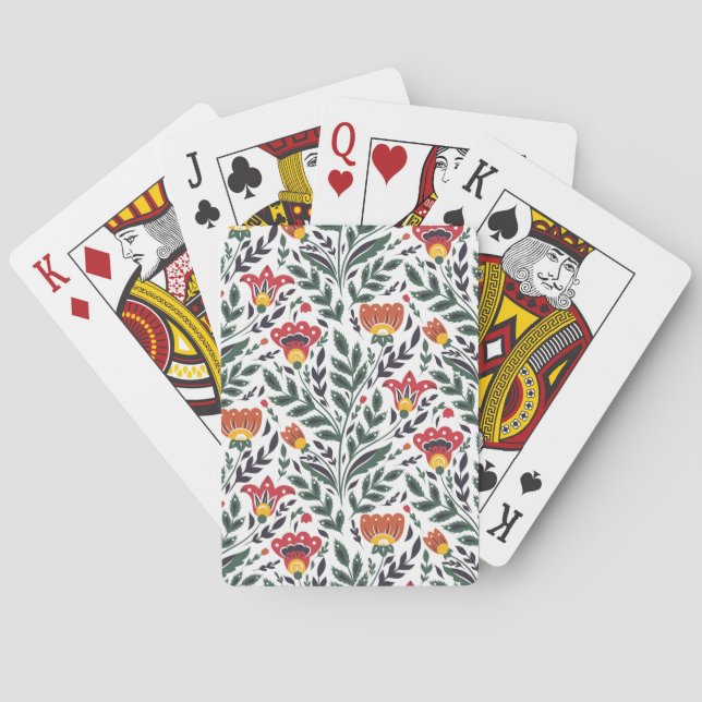 Jeu De Cartes Modèle floral art populaire (dos)